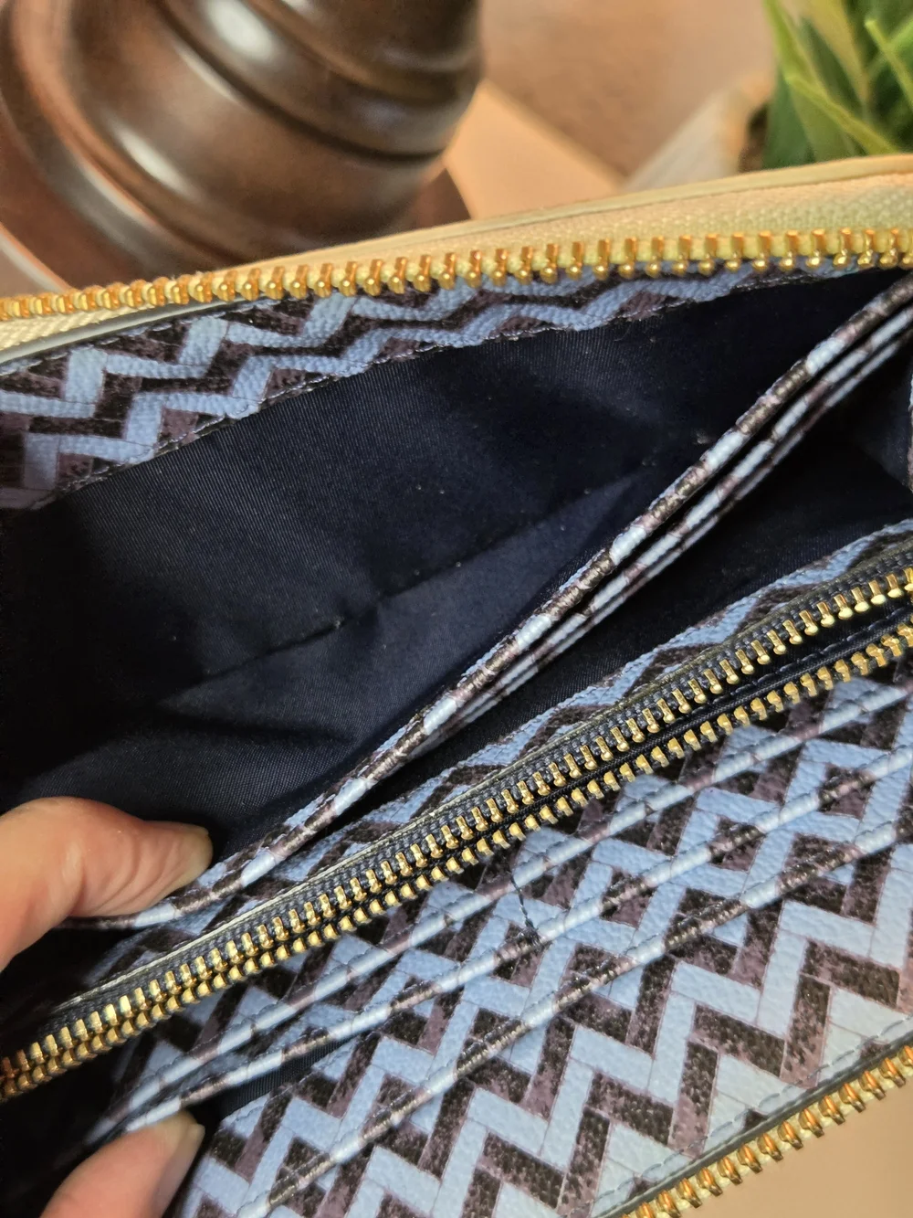 Tory Burch Kerrington Baroque Floral Zip Around Continental Wallet EUC